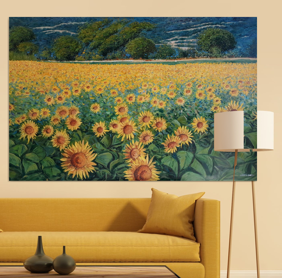 Field of sunflowers in Tuscany