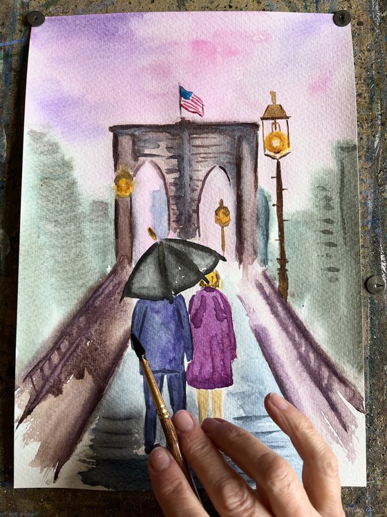 New York original watercolor