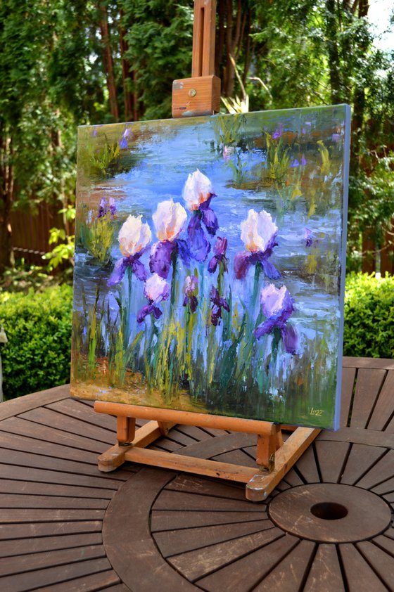Pond with Beautiful Irises