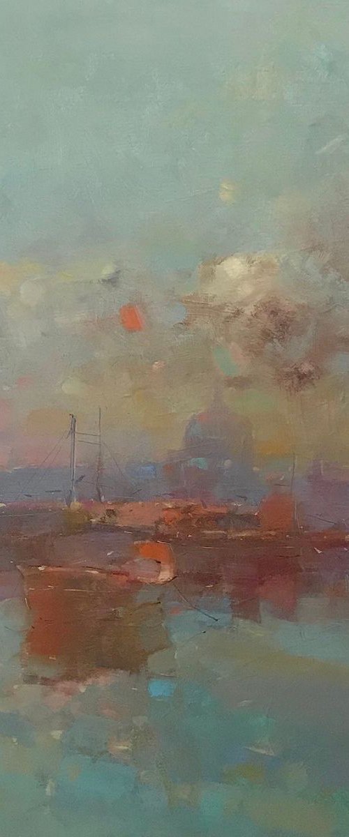 Venice, Original oil painting, Handmade artwork by Vahe Yeremyan