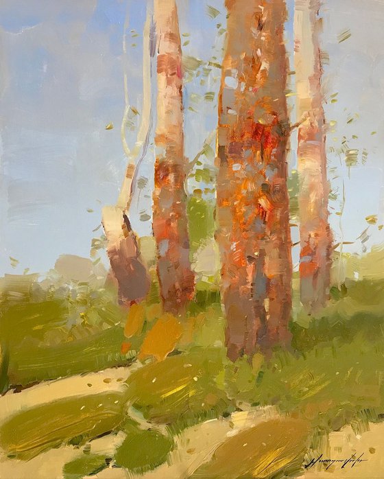 Birches Trees, Landscape, Original oil painting, One of a kind Signed