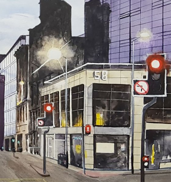 Glasgow City Centre Watercolour Painting Scottish Artist