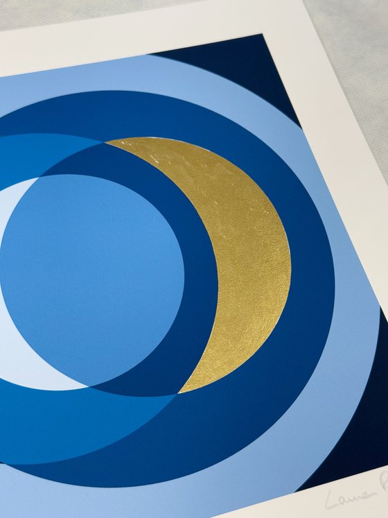 Fine Art Print & Gold painted. Blue