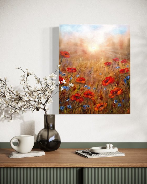 Morning and Red flowers
