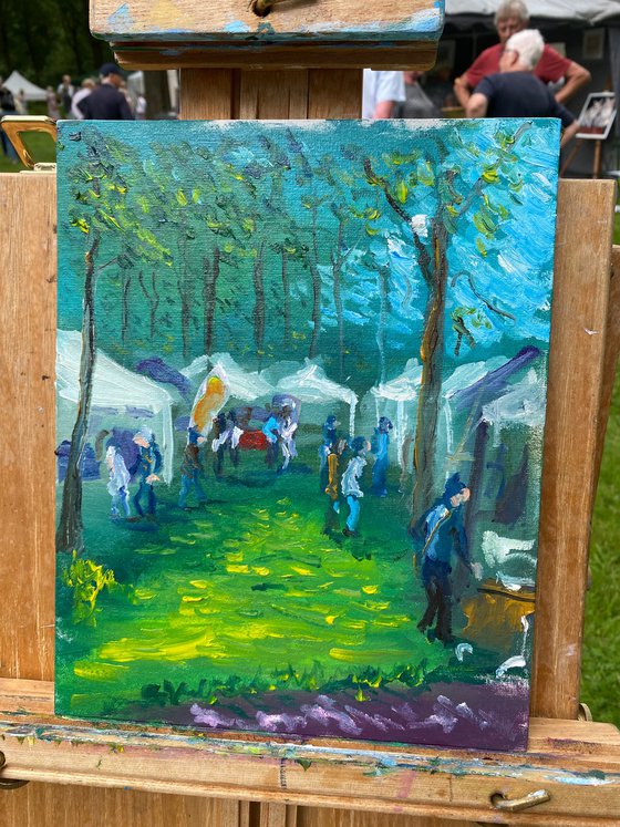 Green glade at art festival