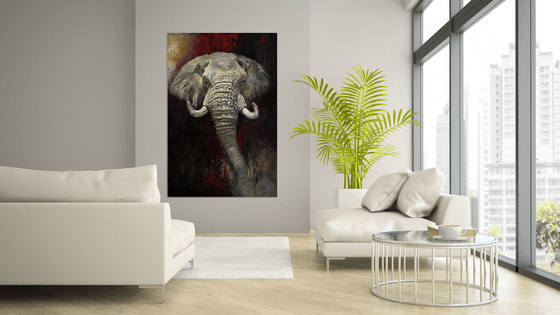 The Gentle Giant, large original Elephant painting