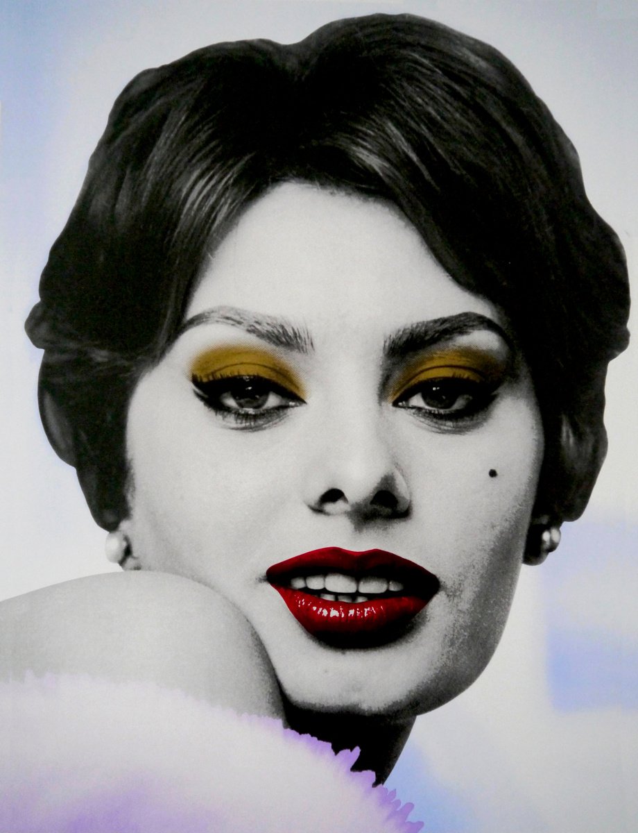 Urban And Pop Portrait Screenprint By David Studwell, 24 X 30, Sophia Loren Ii, Original Artwork