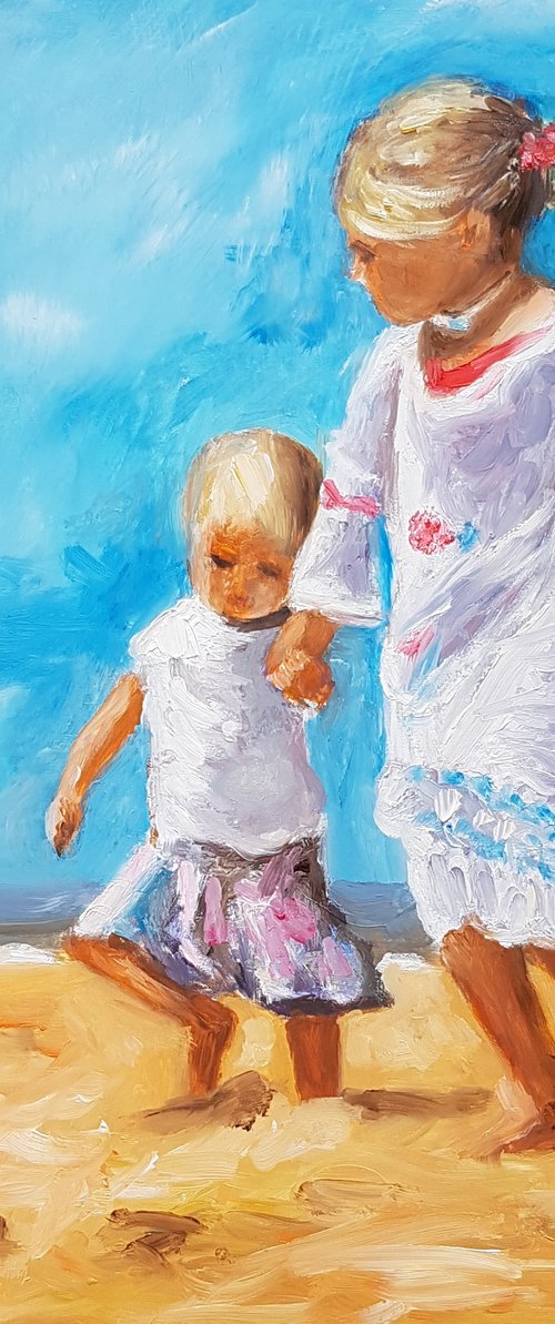 Children at the beach by Els Driesen