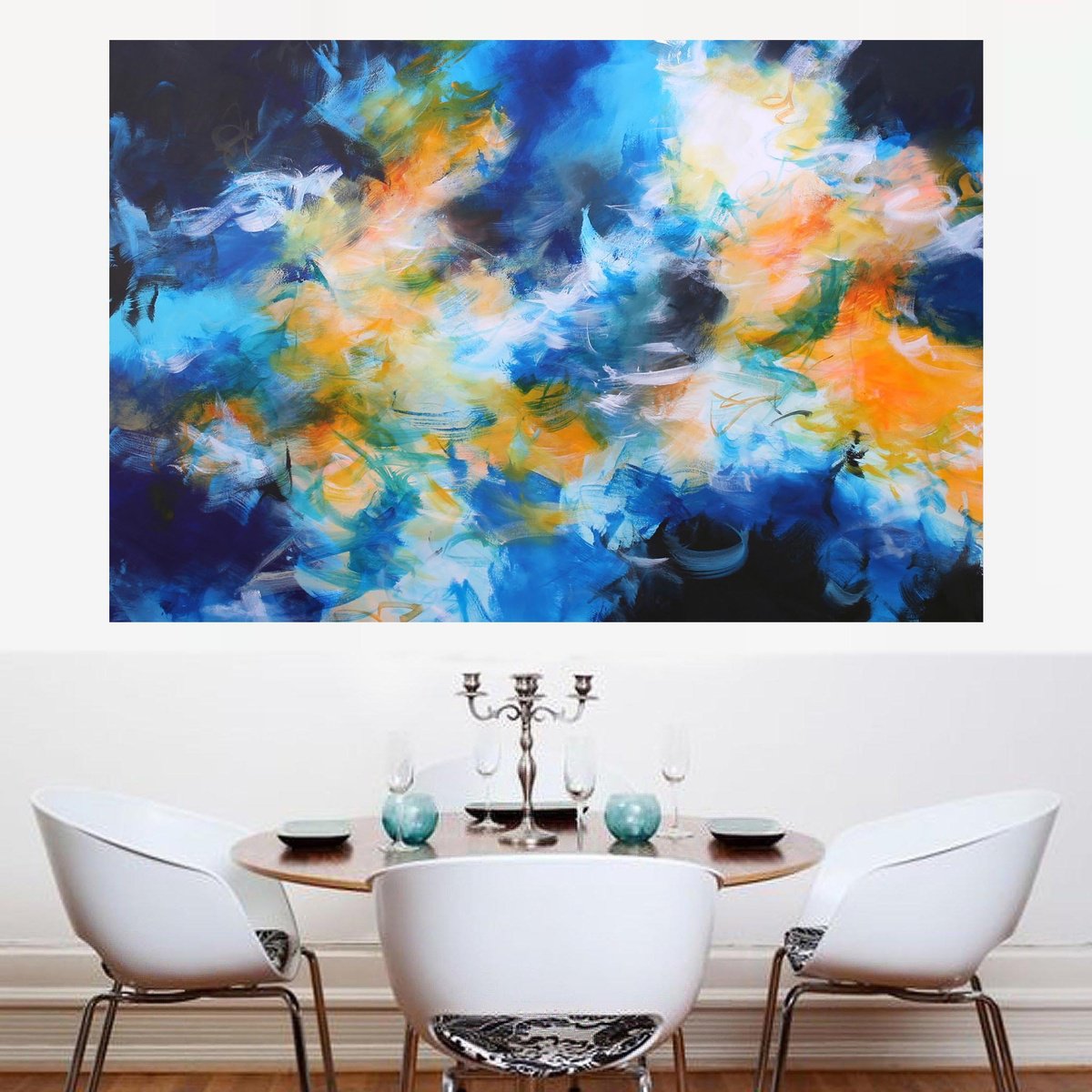 Organic Abstract Acrylic Painting By Susan Wooler, 59 X 39", Skylarks And Buttercups, Original Artwork