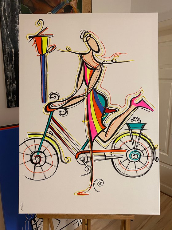 Woman On Bycicle Eka Peradze Art.