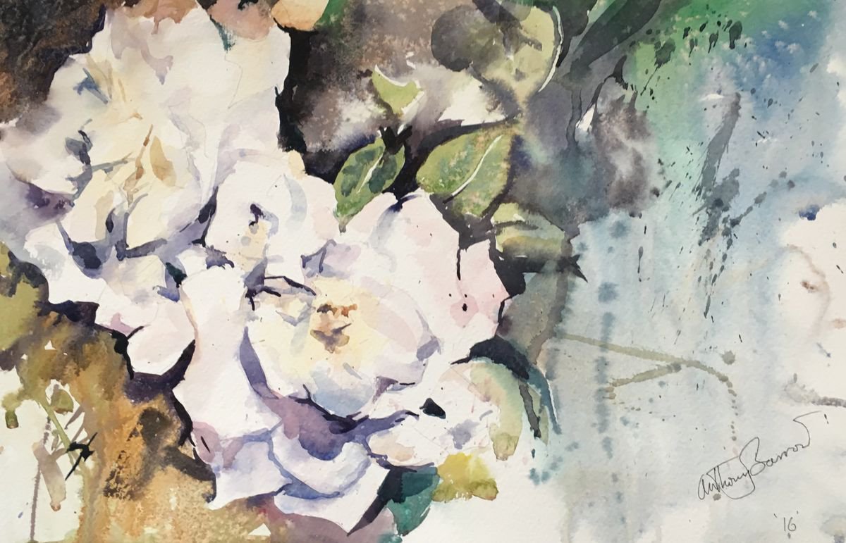 Impressionistic Botanical Watercolour By Anthony Barrow Ba(Hons) Fine Art, 22 X 15, Flower Study, Original Artwork