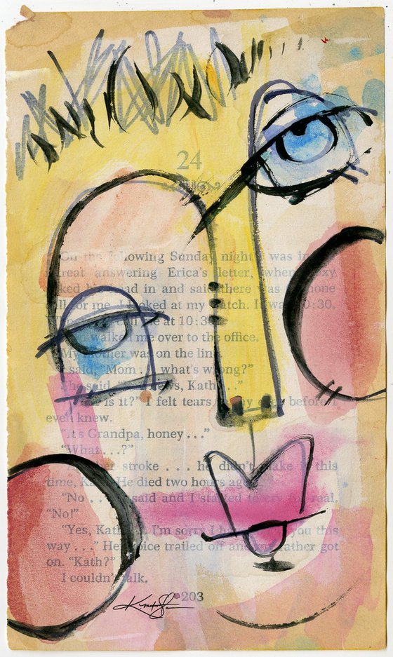 Funky Face 2021-1 - Mixed Media Painting by Kathy Morton Stanion
