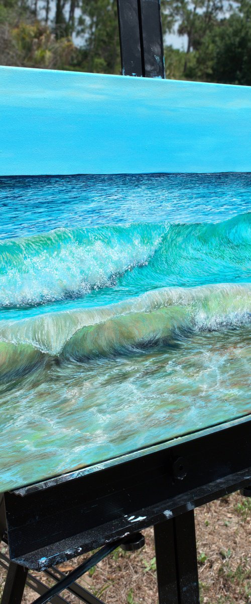 Ocean Waves Oil Painting by Nikolina Andrea Seascapes and Abstracts