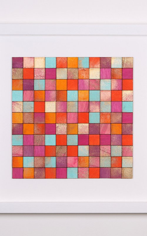 Orange, Pink & Gold Grid original painting by Amelia Coward