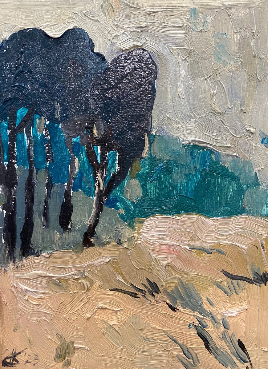 Impressionistic Landscape Oil Painting By Ksenia Kozhakhanova, 7 X 9", Etude, Original Artwork