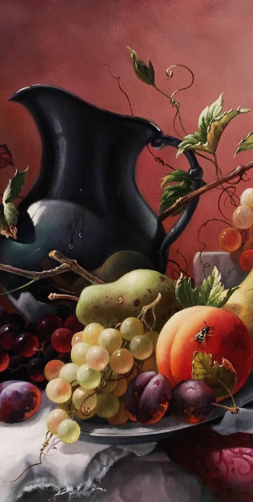 Still life with plums by Alexander Mikhalchyk