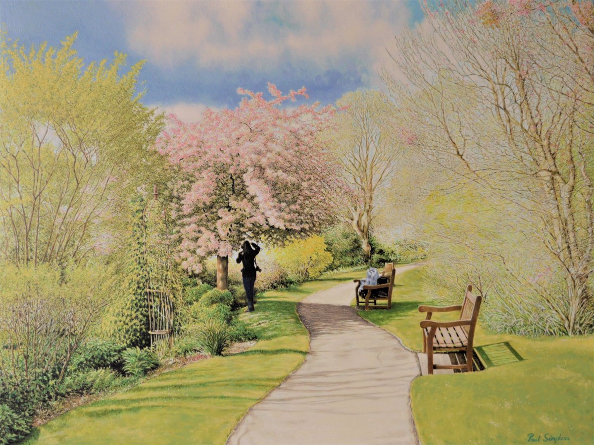 Landscape Oil Painting By Paul Simpkins, 18 X 14", Girl Under The Tree, Original Artwork