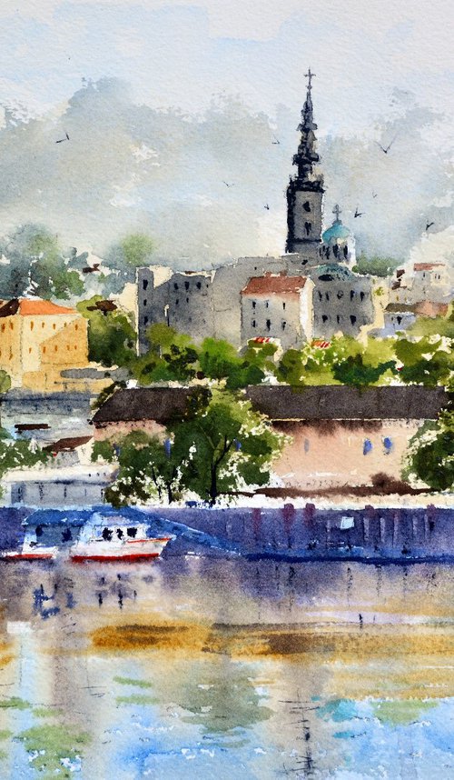 Vignete of old Belgrade 25x36cm 2020 by Nenad Kojić watercolorist