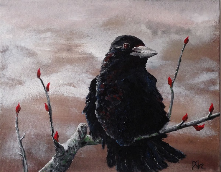 Winter Crow Acrylic Painting By Donna Daniels Artfinder