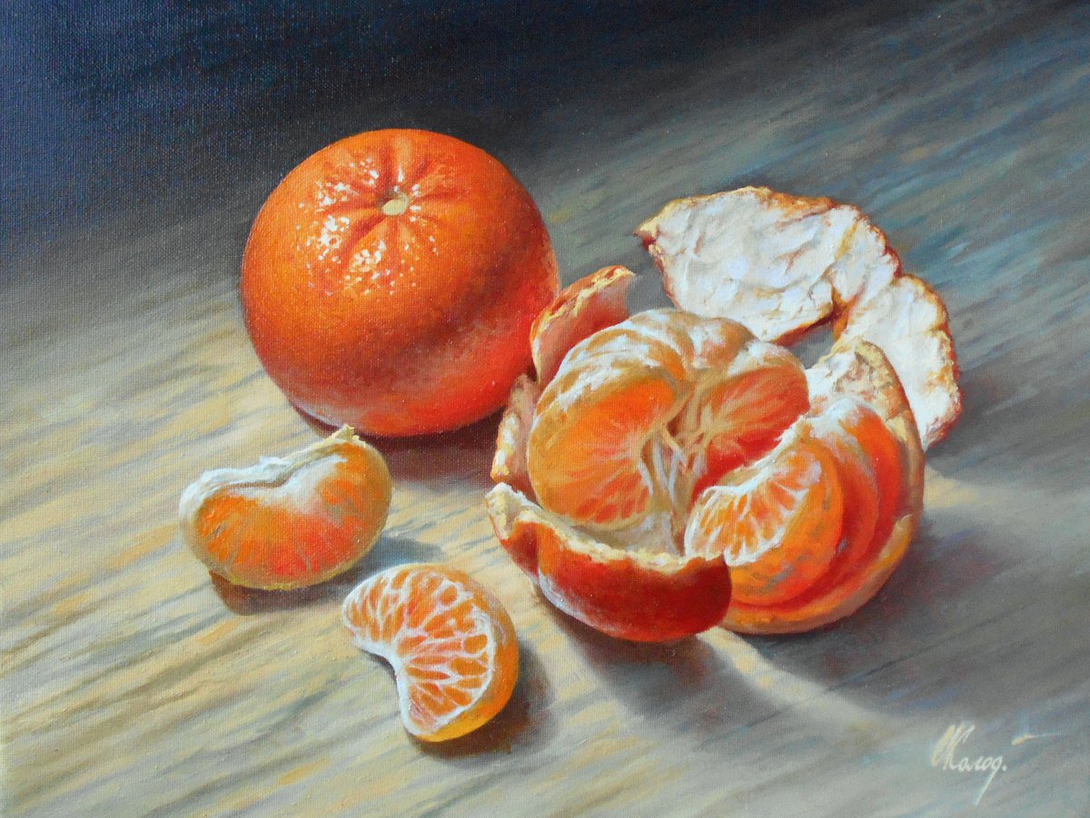 Tangerines/30x40cm/Original oil on canvas/Free Shipping by Kolodyazhniy Sergey