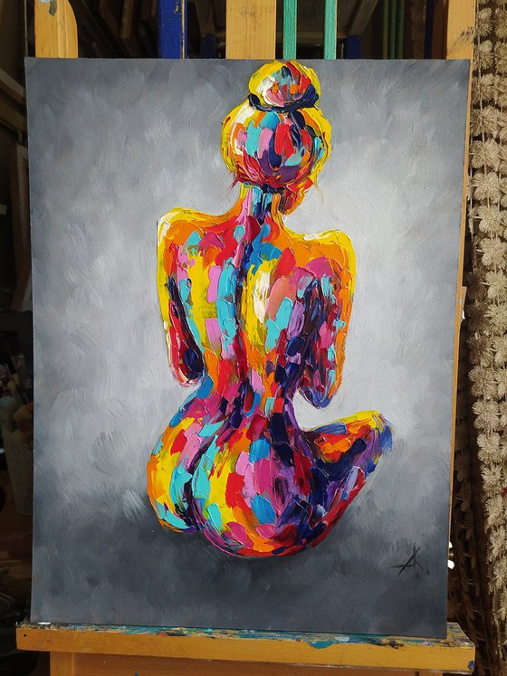 Beautiful lines - woman body, nude, erotic, body, woman, woman body, oil painting, gift for him, gift for man, nu