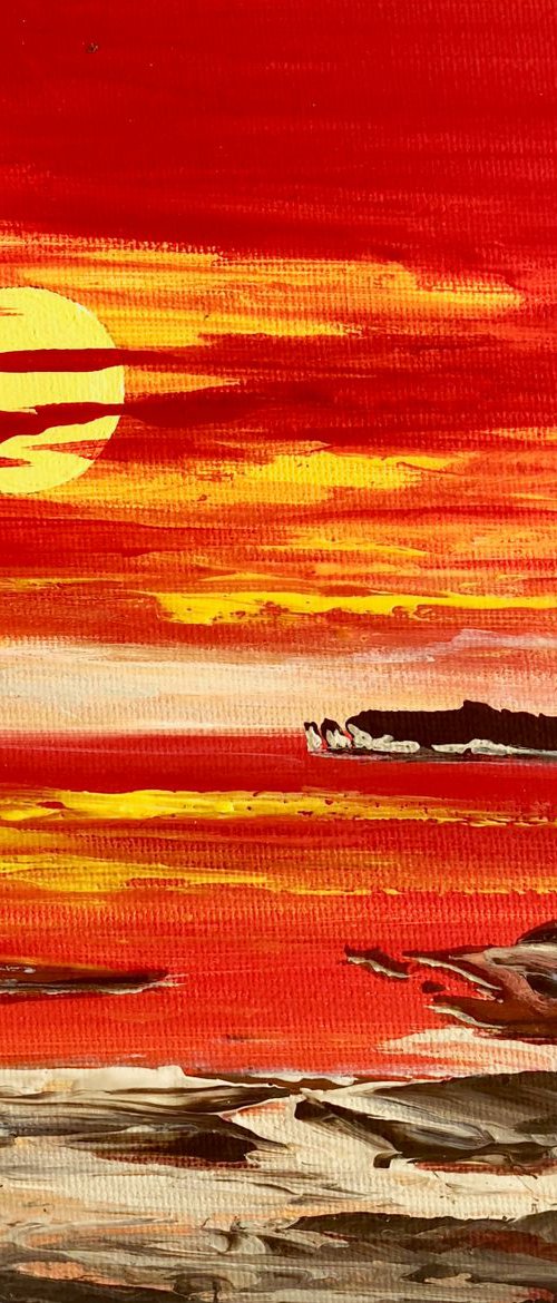 Red sky over Old Harry Rock by Marja Brown