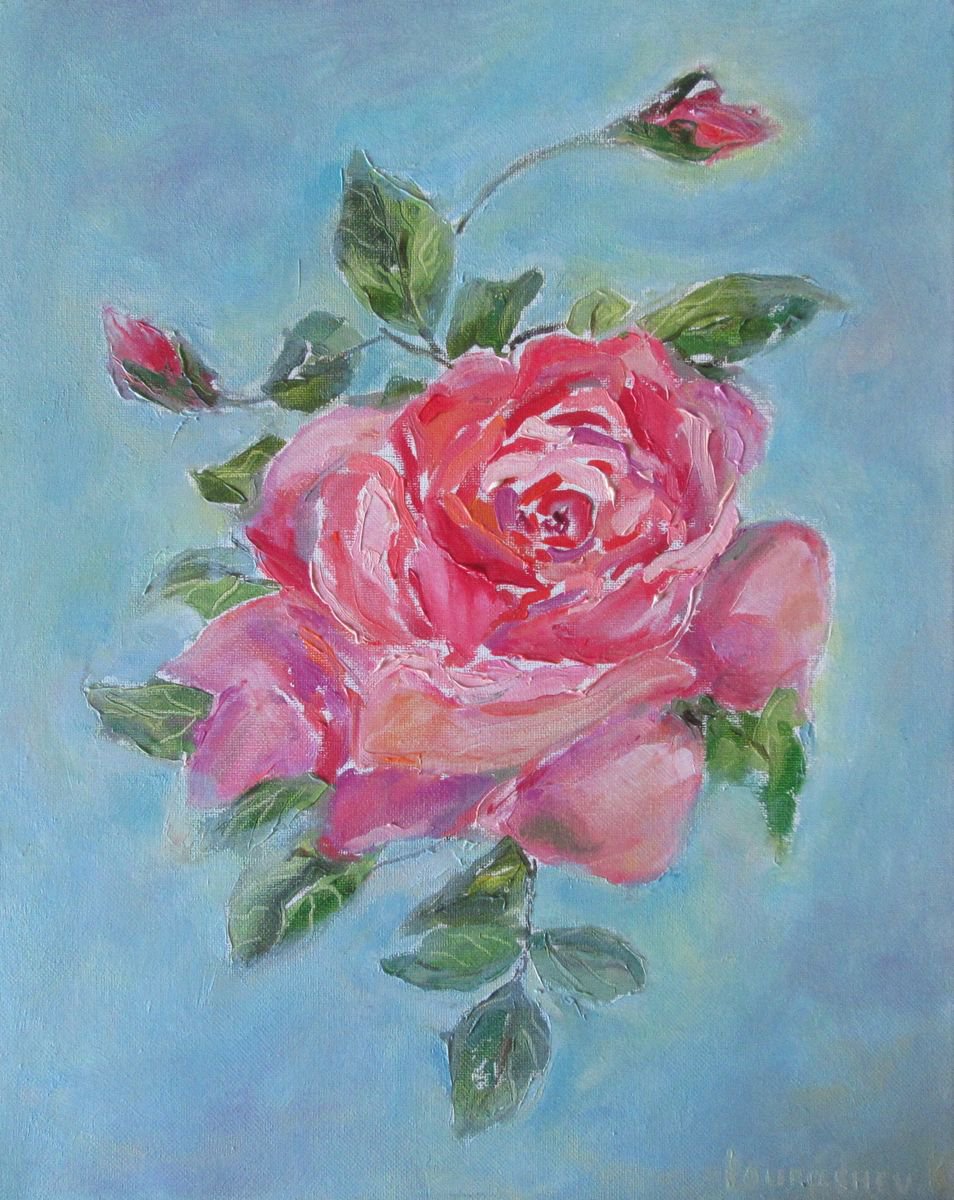 A Study of a Rose Oil on Canvas Small Painting to decorate any of your Rooms Floral Roses... by Katia Ricci