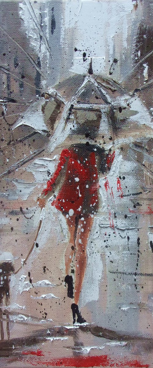 " WARM SPRING RAIN " STRETCHED ON FRAME by Monika Luniak