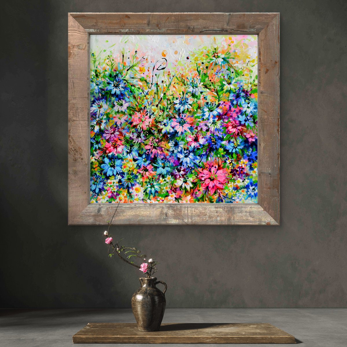 Love-In-A-Mist - Romantic Cottage Garden By Soos Roxana Gabriela, 20 X 20, Artwork For Sale On Artfinder