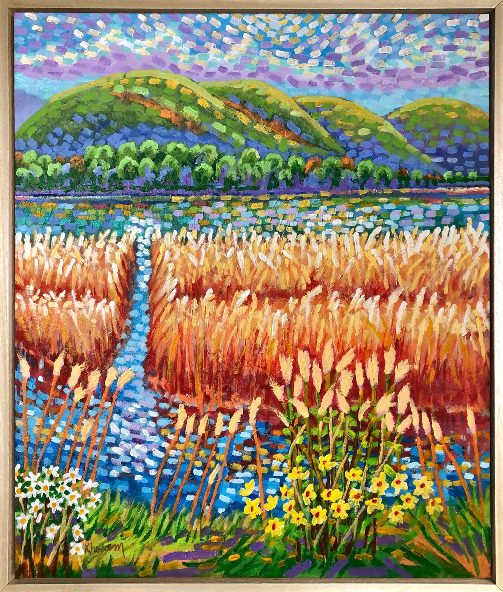 Impressionistic Landscape Oil Painting By Tony Khawam, 26 X 30", Marshland On The Hudson, Original Artwork