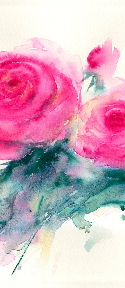Magenta roses by Anjana Cawdell