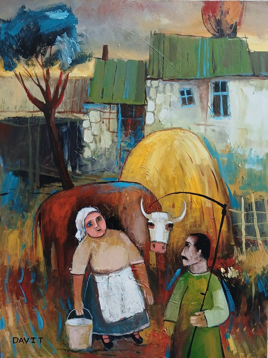 Rural Daily Ritual By Davit Arstamyan, 24 X 31, Artwork For Sale On Artfinder