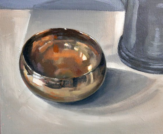 Still Life of a Symphony in Brass, Pewter and Silver