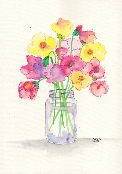 Poppy Flowers in Vase by MARJANSART