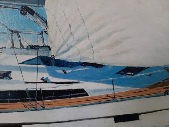 Seascape with Sailboat