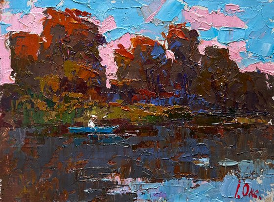 Evening river landscape