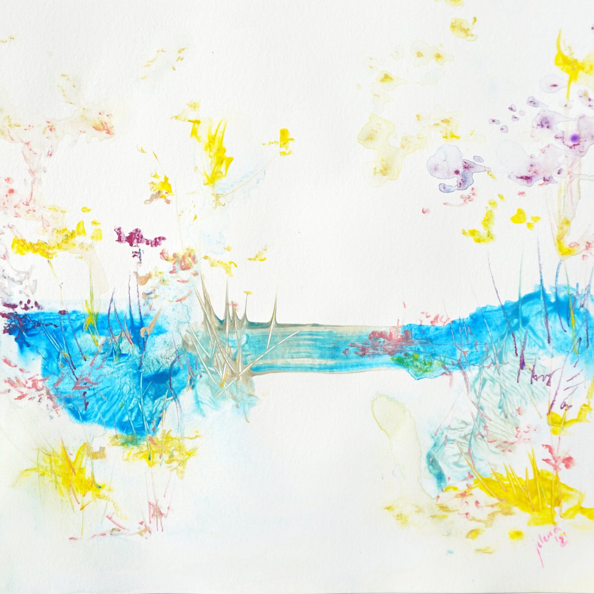 Expressive Landscape Watercolour By Jelena B, 12 X 12, Summer Ada Landscape 3, Original Artwork