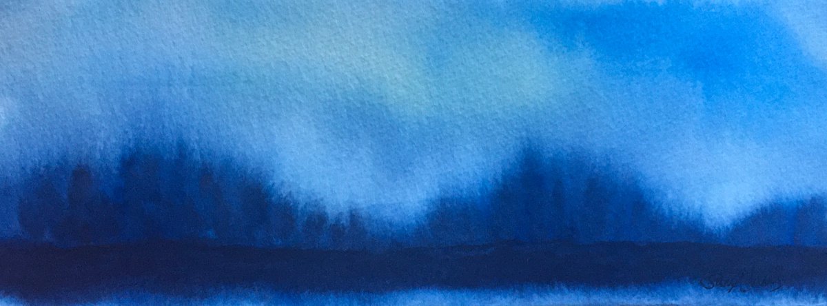 Rempstone forest in blue by Samantha Adams professional watercolorist
