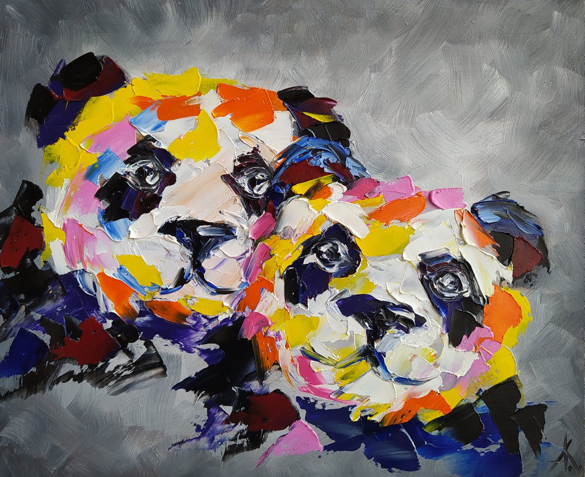 In love - pandas, animals, oil painting, panda, love pandas, panda bear, love, animals oil... by Anastasia Kozorez