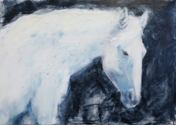 Oil painting White horse