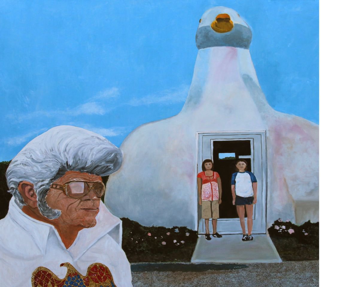 Photorealistic Portrait Acrylic Painting By Ken Vrana, 60 X 48", At 79 Elvis Emerges From Hiding To Visit The Famous Long Island Duck, Artfinder