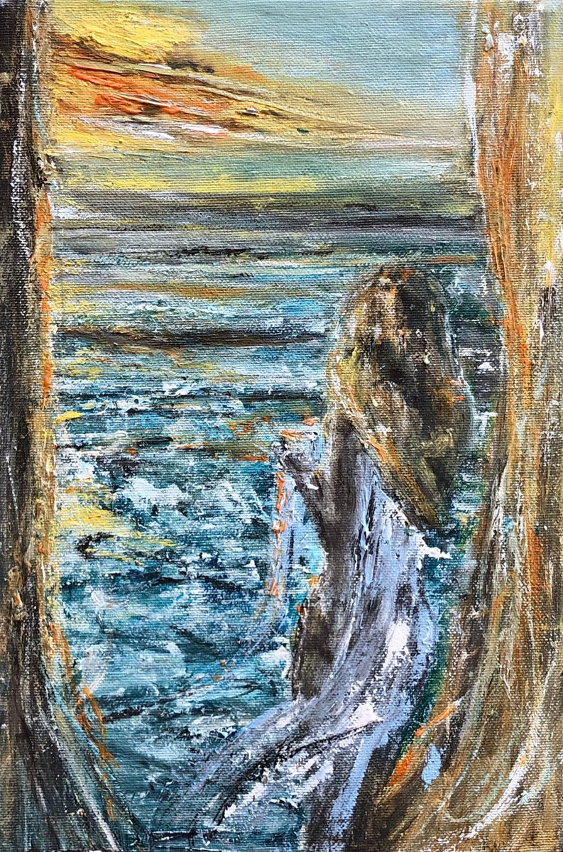 Impressionistic Landscape Acrylic Painting By Snezana Djordjevic, 8 X 12", Together, Original Artwork