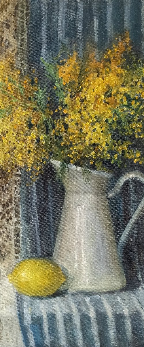 Still life with mimosa by Olga Goryunova