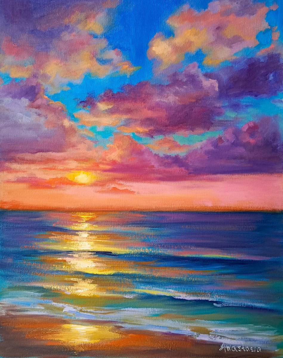 Sunset at seashore by Anastasia Art Line