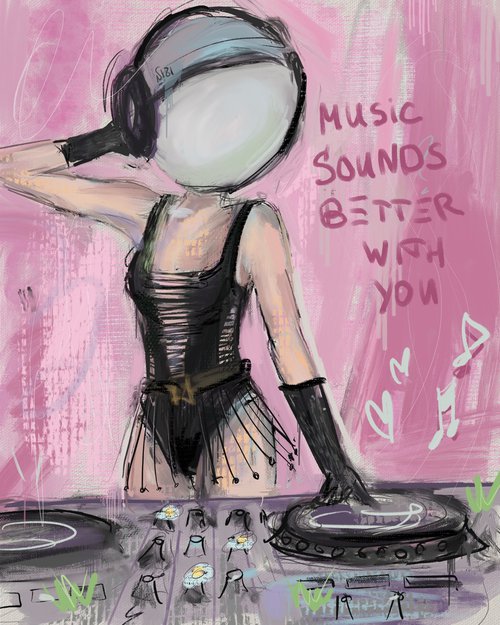 "Music sounds better with you". Dj Astronaut Artwork by Anna Polani