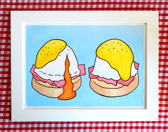 Eggs Benedict Pop Art Painting On A4 Paper