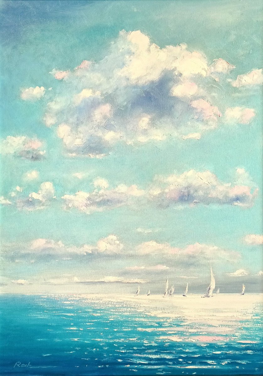 Impressionistic Landscape Oil Painting By Oleh Rak, 20 X 28", Faster Than The Wind 2, Original Artwork