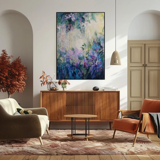 Lilac Waterfall. Abstract Floral Landscape