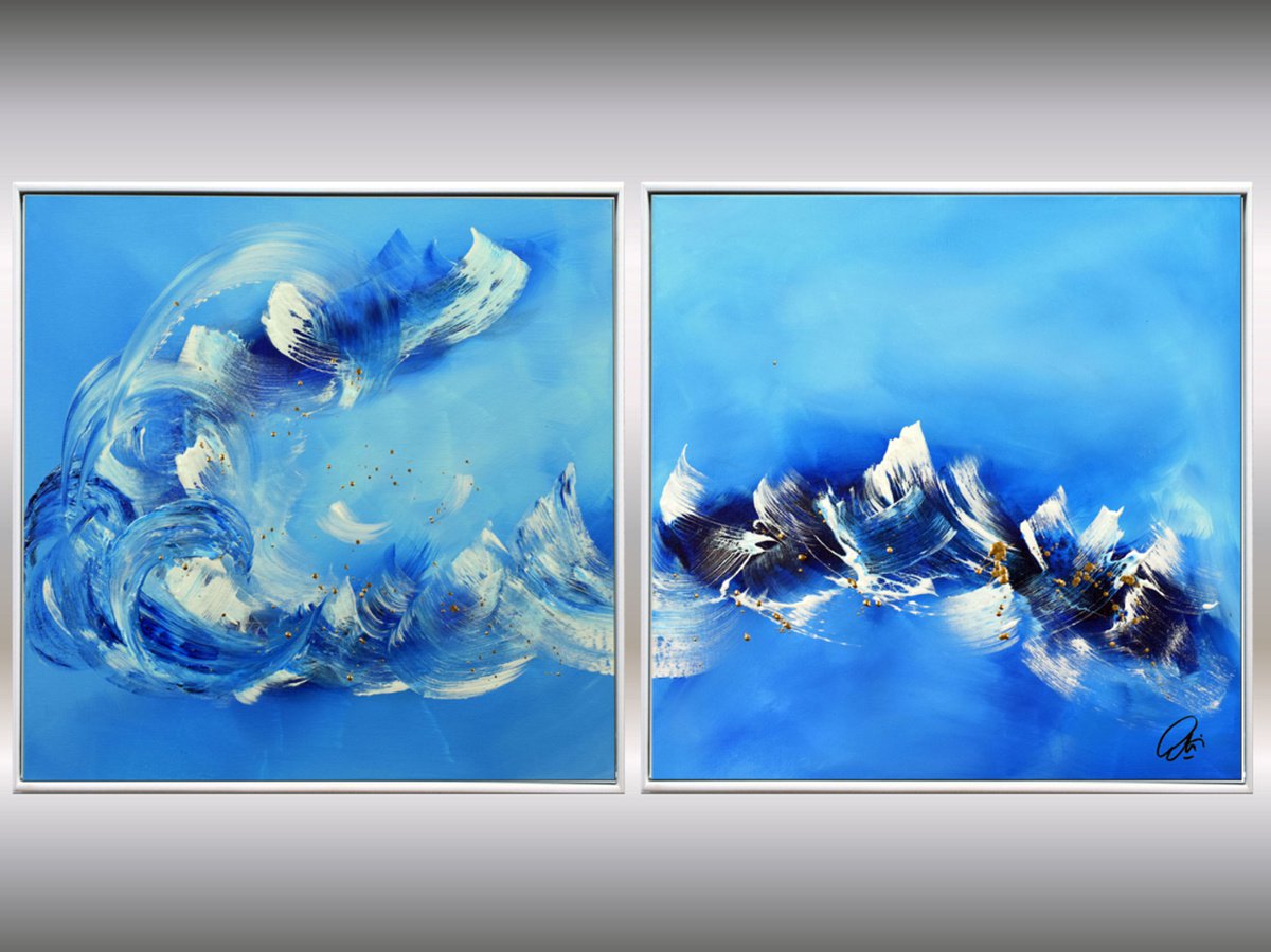 Cloudy Sky - Abstract Art - Acrylic Painting - Canvas Art - Framed Painting - Abstract Pai... by Edelgard Schroer