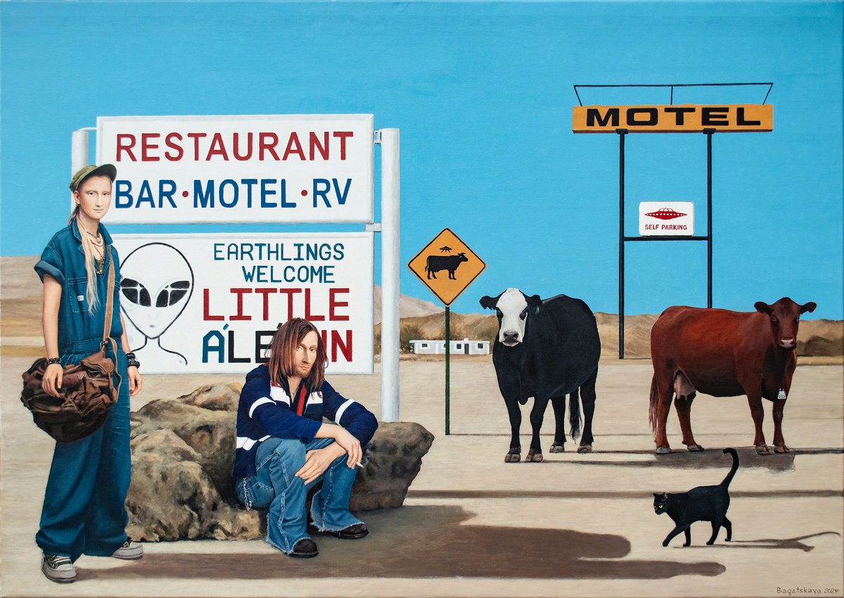 Photorealistic Portrait Acrylic Painting By Nataliya Bagatskaya, 47 X 33", Area 51, Original Artwork